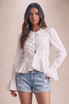 Pleated Ruffle Hem Blouse