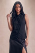 Mandarin Satin Loop Blouse