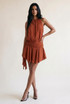 Crinkle Side Drapped Mini Dress