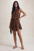 Crinkle Side Drapped Mini Dress