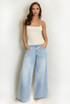 Washed Wide Leg Low Rise Jeans