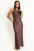 Satin Polka Dot Tie Back Midi Dress