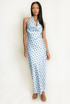 Satin Polka Dot Tie Back Midi Dress