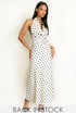 Satin Polka Dot Tie Back Midi Dress