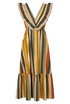 Striped Maxi Dress With Frilled Neckline