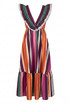 Striped Maxi Dress With Frilled Neckline