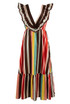 Striped Maxi Dress With Frilled Neckline