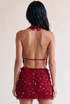 Plunge Front Sequin Cowl Neck Top