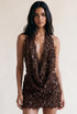 Plunge Front Sequin Cowl Neck Top