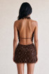 Plunge Front Sequin Cowl Neck Top