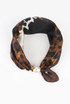 Leopard Print Satin Pearl Clasp Neck Scarf 