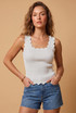 Lurex Scallop Hem Fine Knit Top