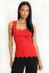 Lurex Scallop Hem Fine Knit Top