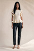 Knit Ruffle Sleeve Peplum Top
