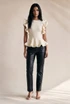 Knit Ruffle Sleeve Peplum Top