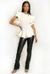 Knit Ruffle Sleeve Peplum Top