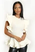 Knit Ruffle Sleeve Peplum Top