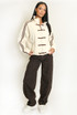 Striped Sleeve Pankou Closure Jacket
