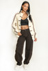Striped Sleeve Pankou Closure Jacket