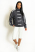 Striped Sleeve Pankou Closure Jacket