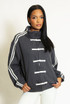 Striped Sleeve Pankou Closure Jacket