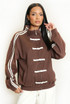 Striped Sleeve Pankou Closure Jacket