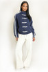 Striped Sleeve Pankou Closure Jacket