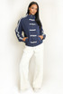 Striped Sleeve Pankou Closure Jacket