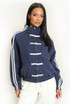 Striped Sleeve Pankou Closure Jacket