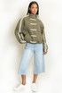 Striped Sleeve Pankou Closure Jacket
