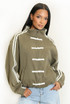 Striped Sleeve Pankou Closure Jacket