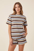 Striped Crew Neck T-Shirt and Shorts Set