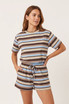 Striped Crew Neck Tee and Shorts Set