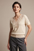 Lace Neckline Soft Knit Top