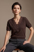 Lace Neckline Soft Knit Top
