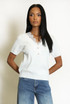 Lace Neckline Soft Knit Top