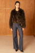 Soft Collarless Faux Fur Jacket