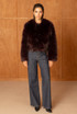Soft Collarless Faux Fur Jacket