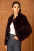 Soft Collarless Faux Fur Jacket