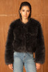 Soft Collarless Faux Fur Jacket