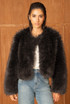 Soft Collarless Faux Fur Jacket