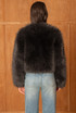 Soft Collarless Faux Fur Jacket