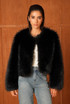 Soft Collarless Faux Fur Jacket