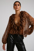 Leopard Print Chiffon Tie Front Blouse