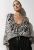 Snake Print Chiffon Tie Front Blouse