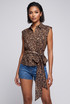 Leopard Print Tie Waist Blouse