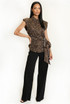 Leopard Print Tie Waist Blouse