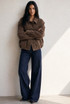 Faux Suede Collared Jacket