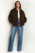Faux Suede Collared Jacket
