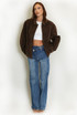 Faux Suede Collared Jacket